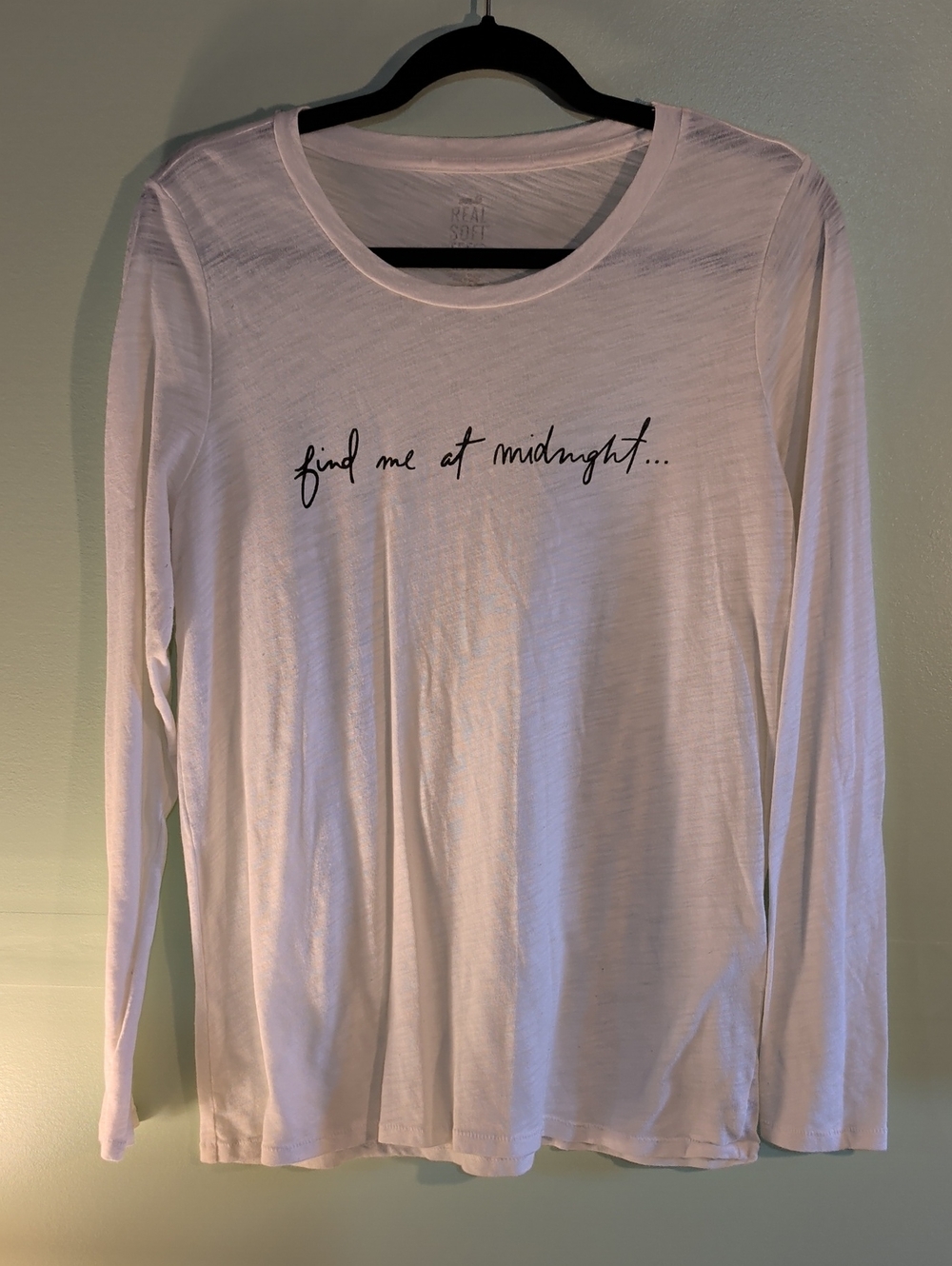 aerie Real Soft Cream Long-Sleeve Tee with 'find me at midnight' Script